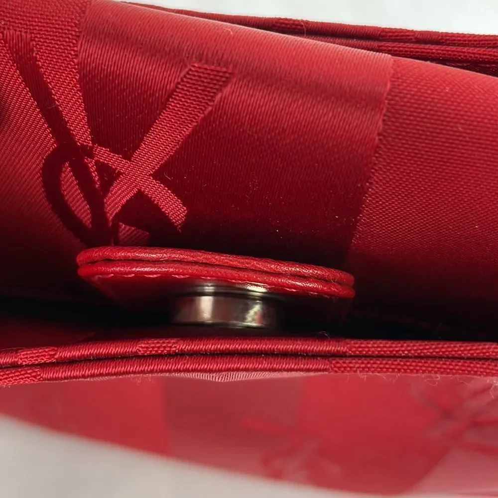 Yves St Laurent Vintage Red Satin Logo Bag - Picture 9 of 10